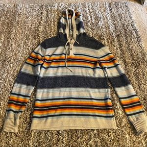American Rag Hooded Striped Cardigan in Blue and Orange